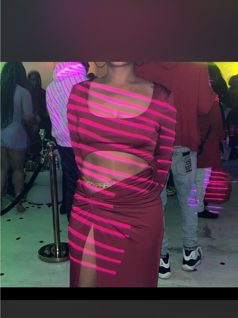 Women’s burgundy Cutout Maxi Dress with Side Slit
